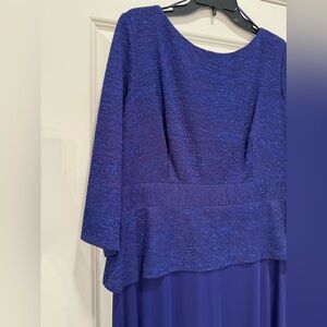 Alex Evenings Mock 2 Piece Glitter Jacquard/Chiffon Gown 16 - Blue Violet - NWT